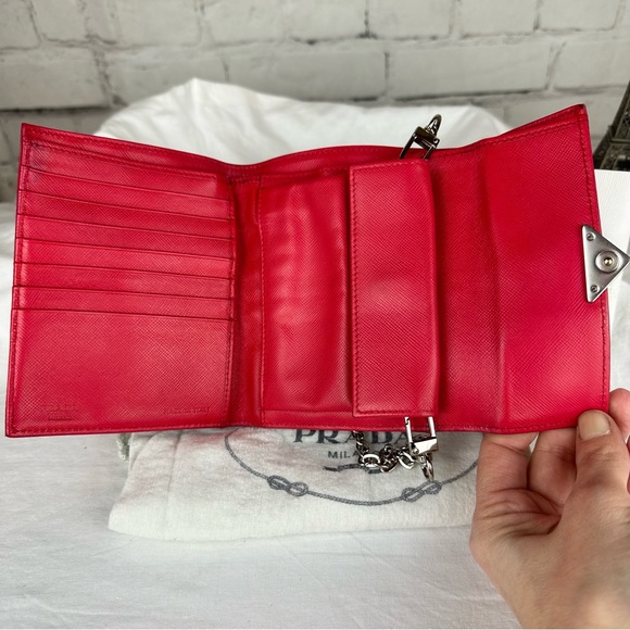 PRADA magenta color nylon Tessuto enamel mini compact wallet crossbody - Picture 6 of 14